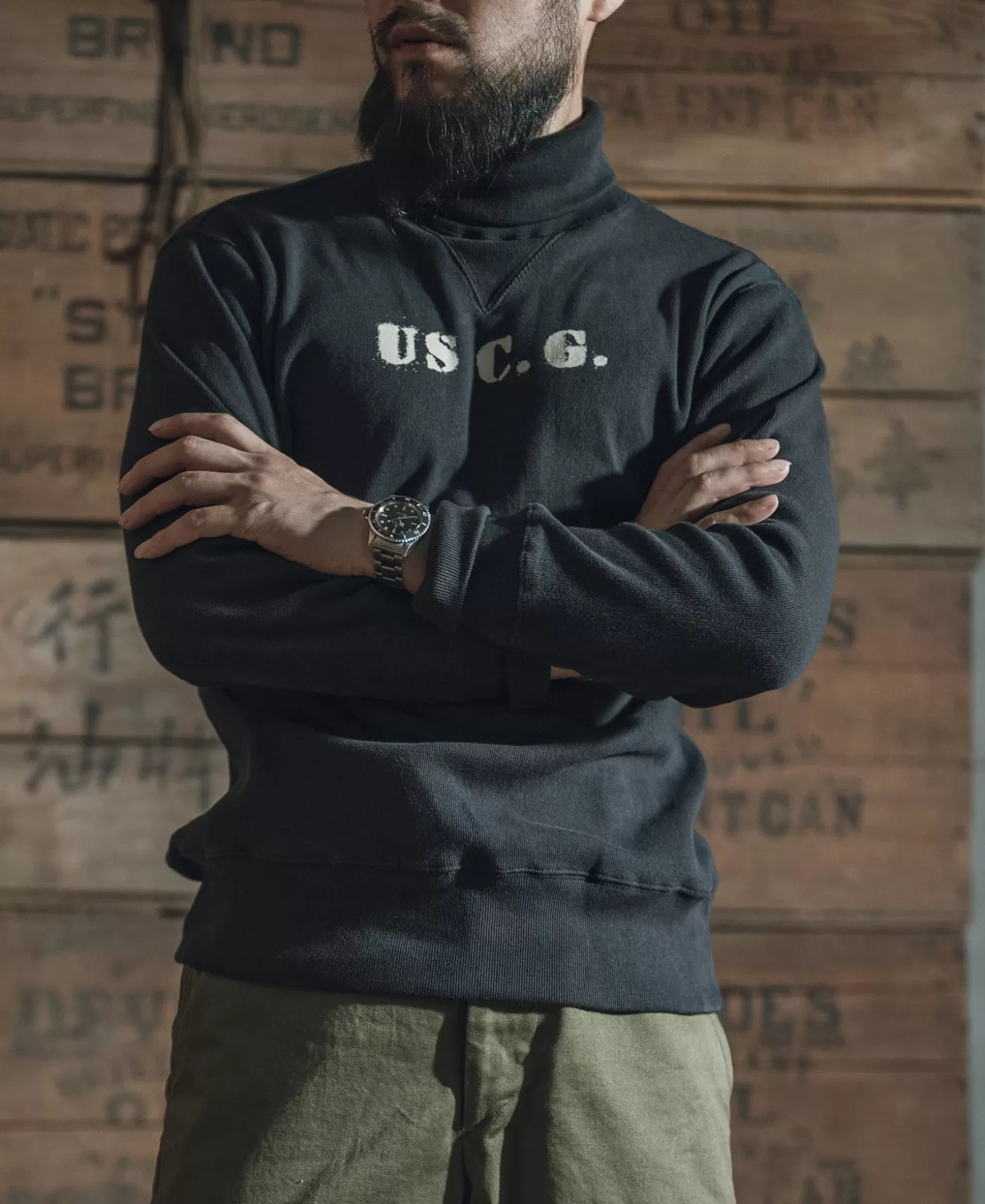 s_uscg_turtleneck_thermal__black_3.webp Best Sale 1930s USCG Turtleneck Thermal - Long Sleeve T-Shirts | Underwear