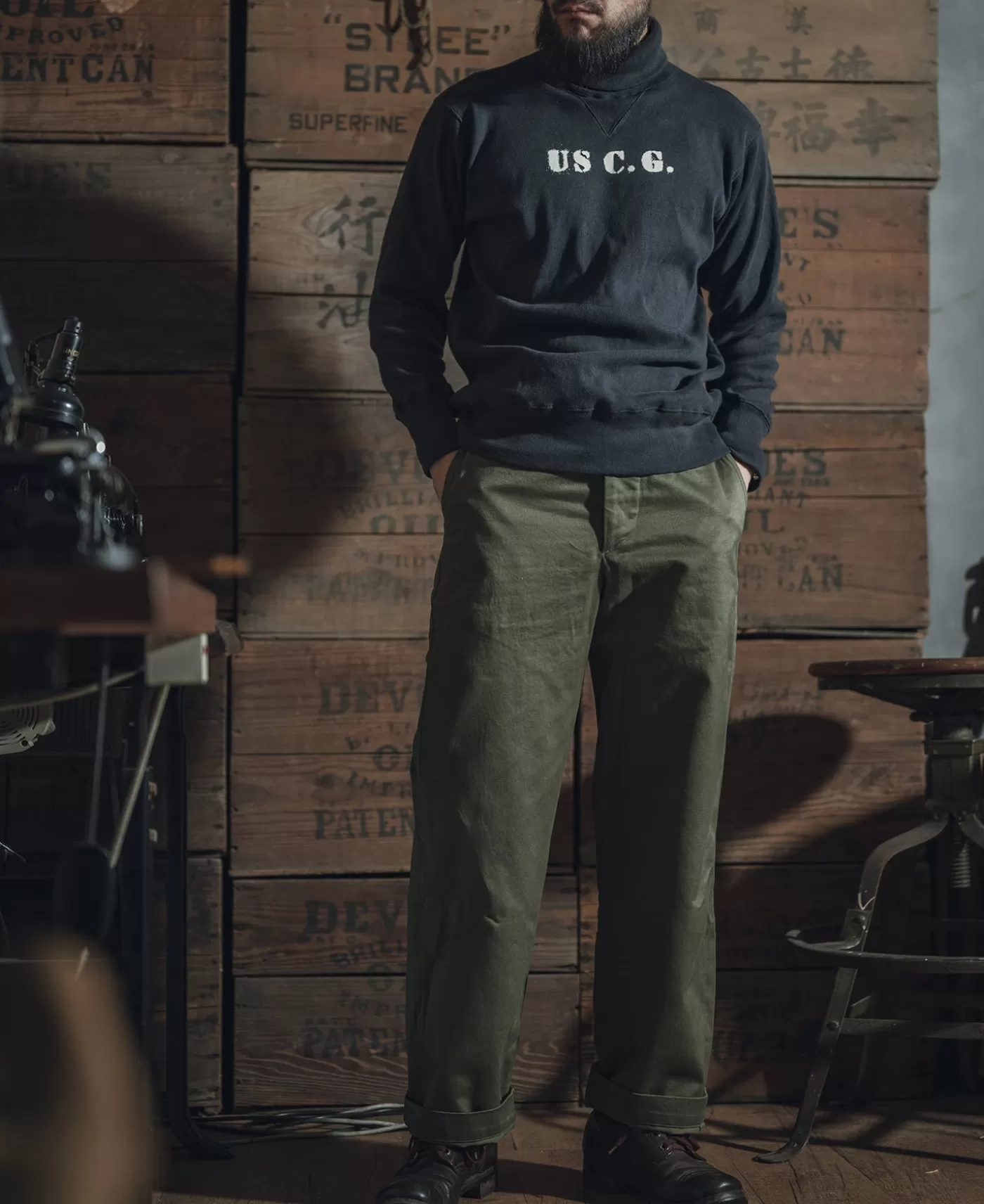 s_uscg_turtleneck_thermal__black_5.webp Best Sale 1930s USCG Turtleneck Thermal - Long Sleeve T-Shirts | Underwear