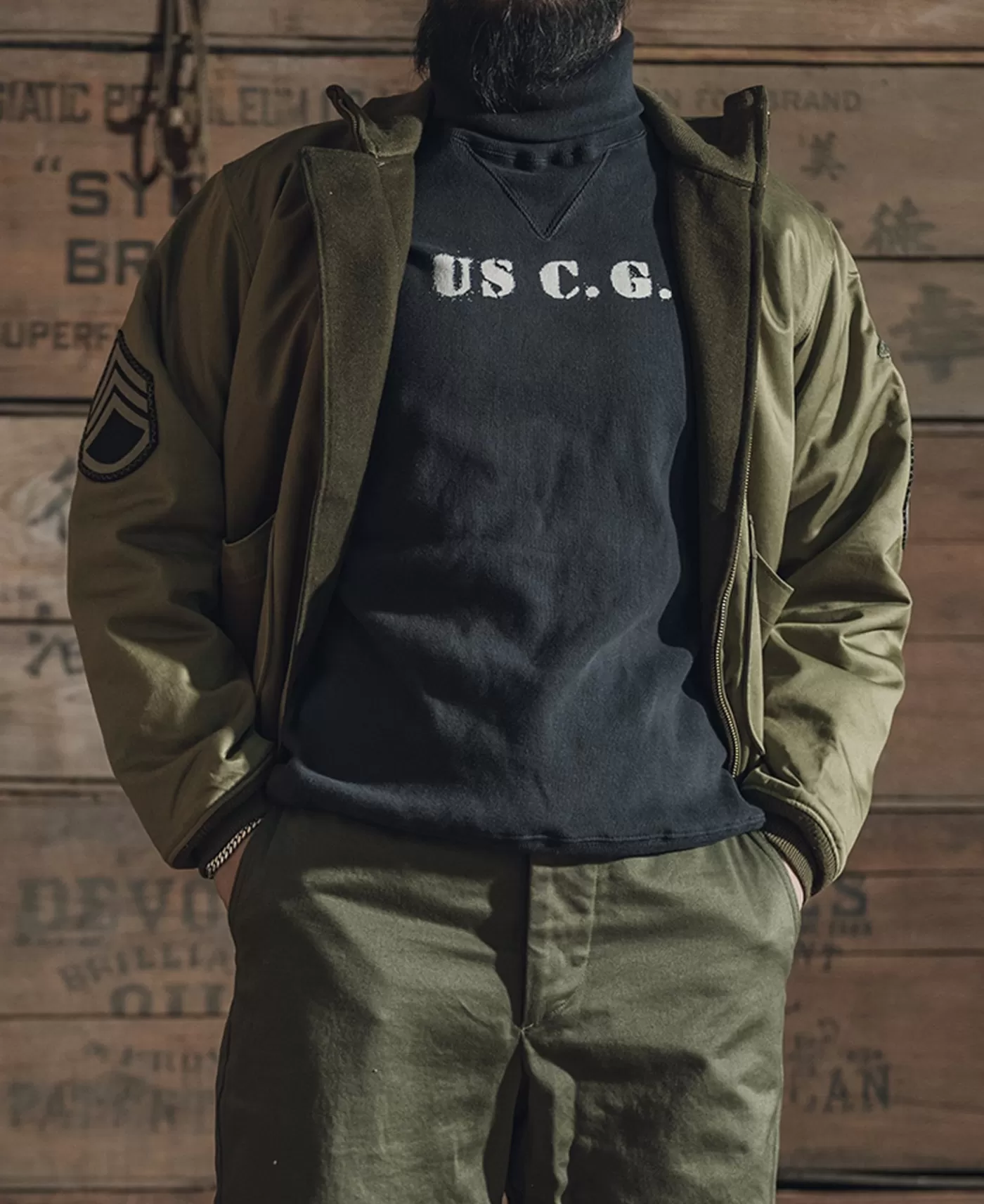 s_uscg_turtleneck_thermal__black_6.webp Best Sale 1930s USCG Turtleneck Thermal - Long Sleeve T-Shirts | Underwear