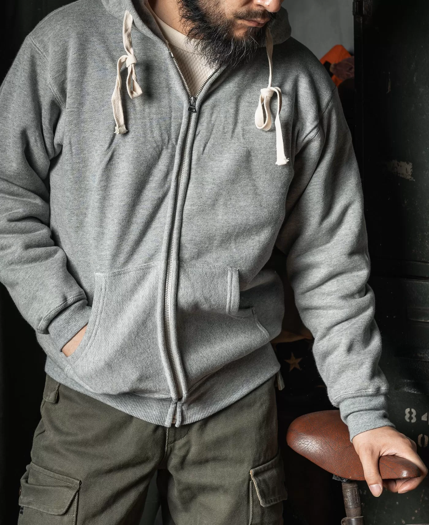 s_wind_shield_fullzip_thermal_hoodie__gray_2.webp Store 1950s Wind Shield Full-Zip Thermal Hoodie - Sweatshirts & Hoodies | Jackets & Coats