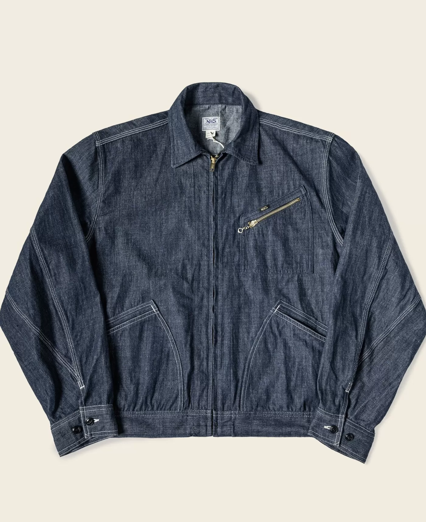 Outlet 1960s Zip Up Denim Work Jacket Denim Jackets | Jackets & Coats