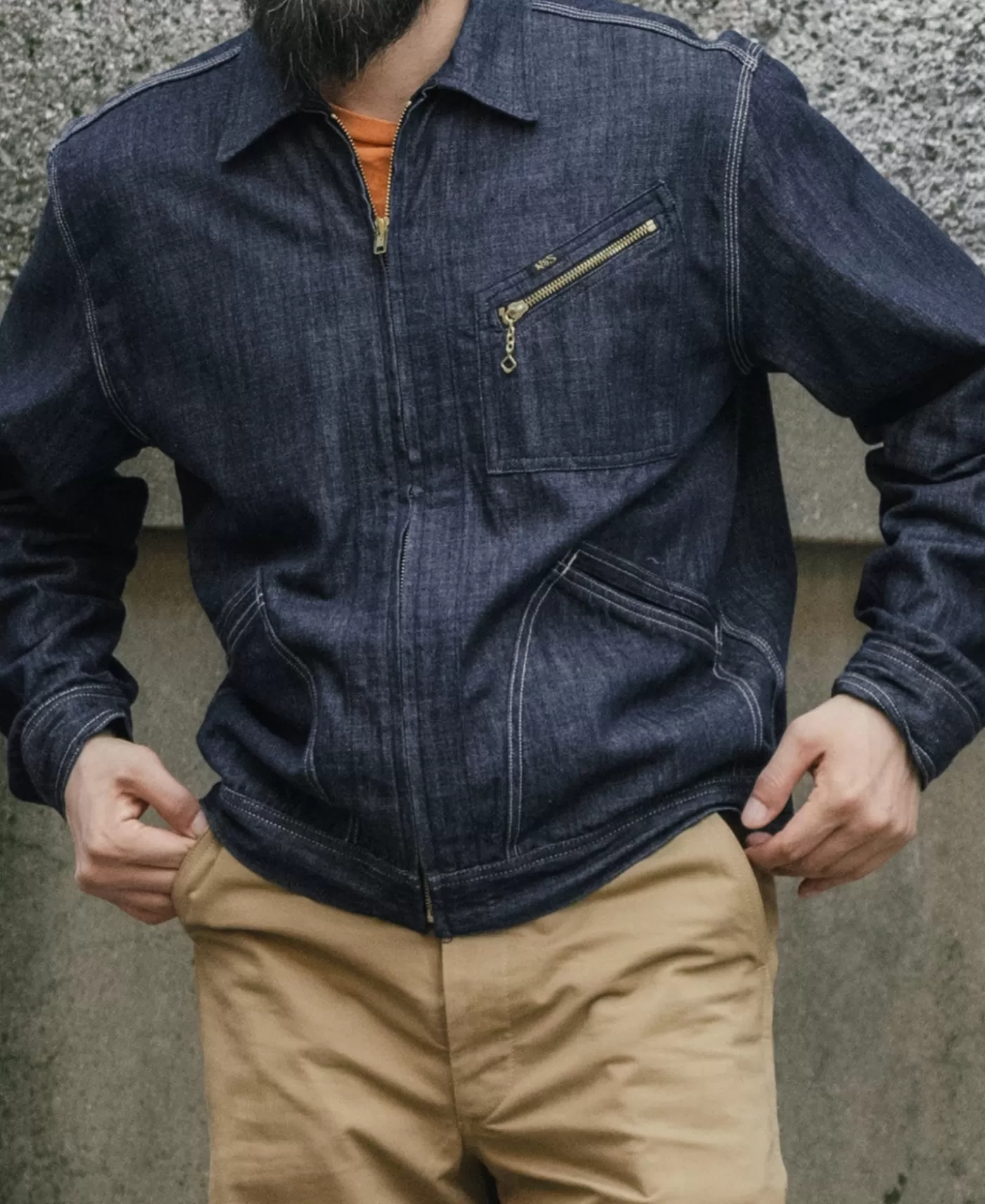 s_zip_up_denim_work_jacket_3.webp Outlet 1960s Zip Up Denim Work Jacket Denim Jackets | Jackets & Coats