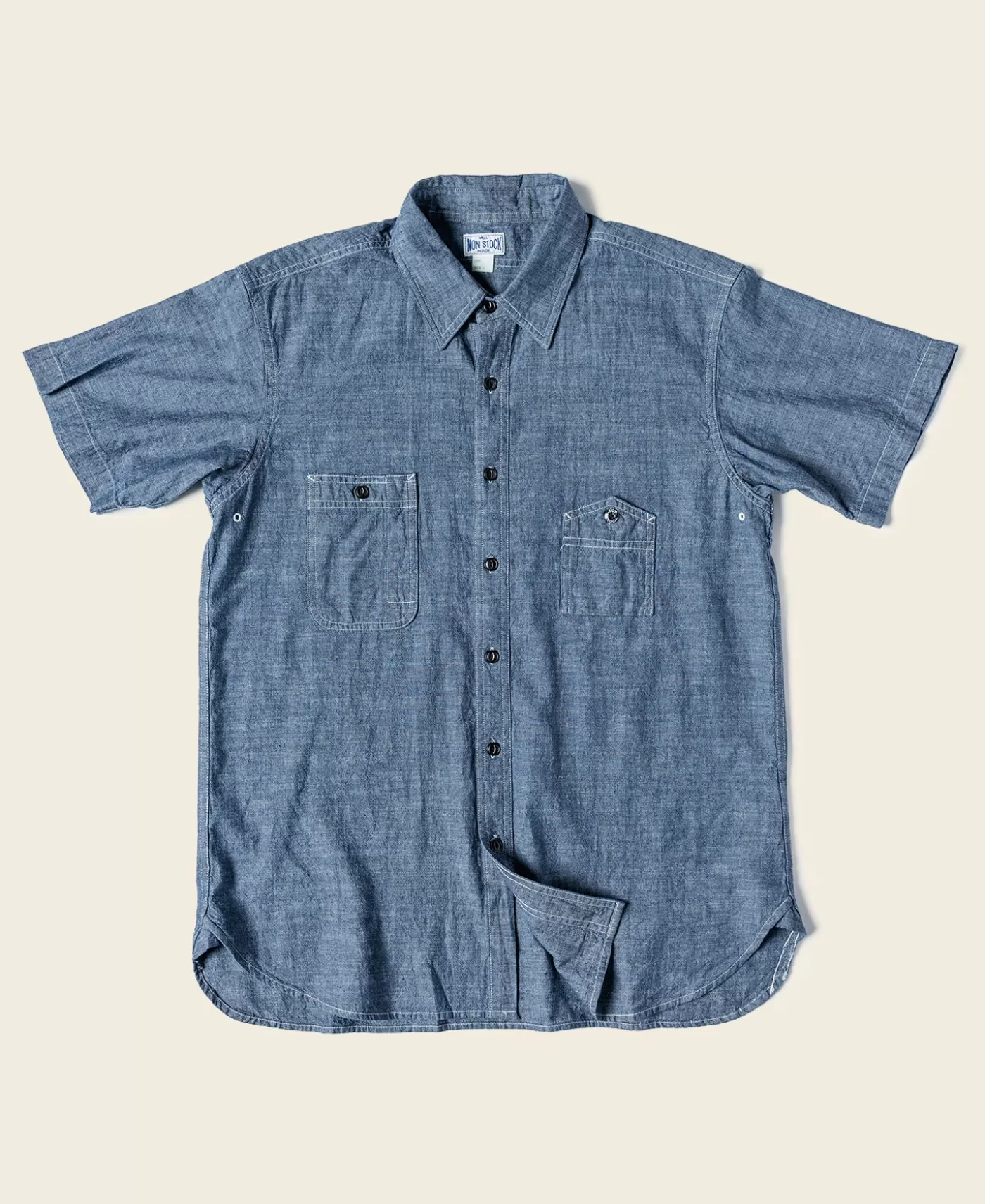 Store 1943 Slub Cotton Chambray Work Shirt Short Sleeve Shirts