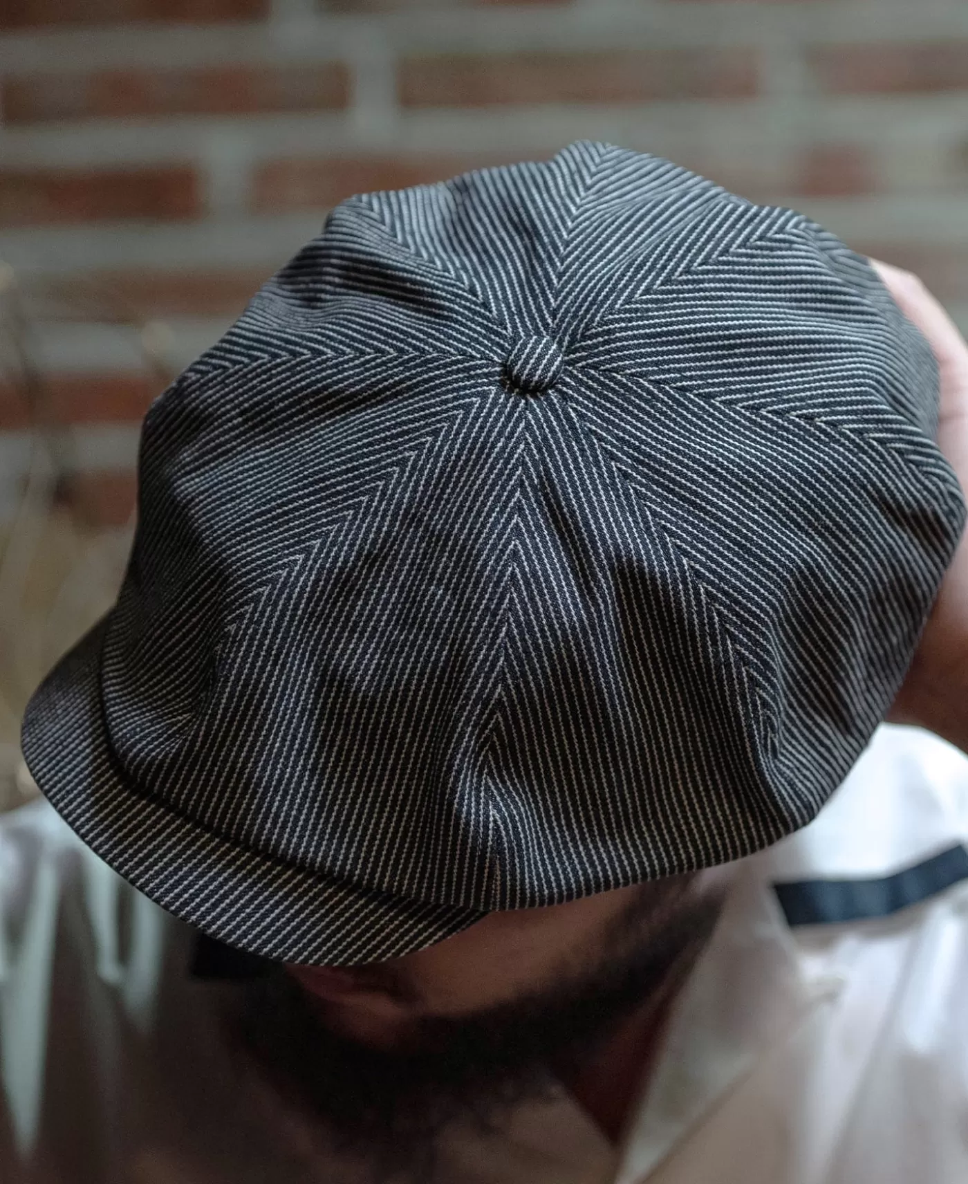 striped_denim_newsboy_cap_4.webp Outlet Denim Newsboy Cap Hats & Caps