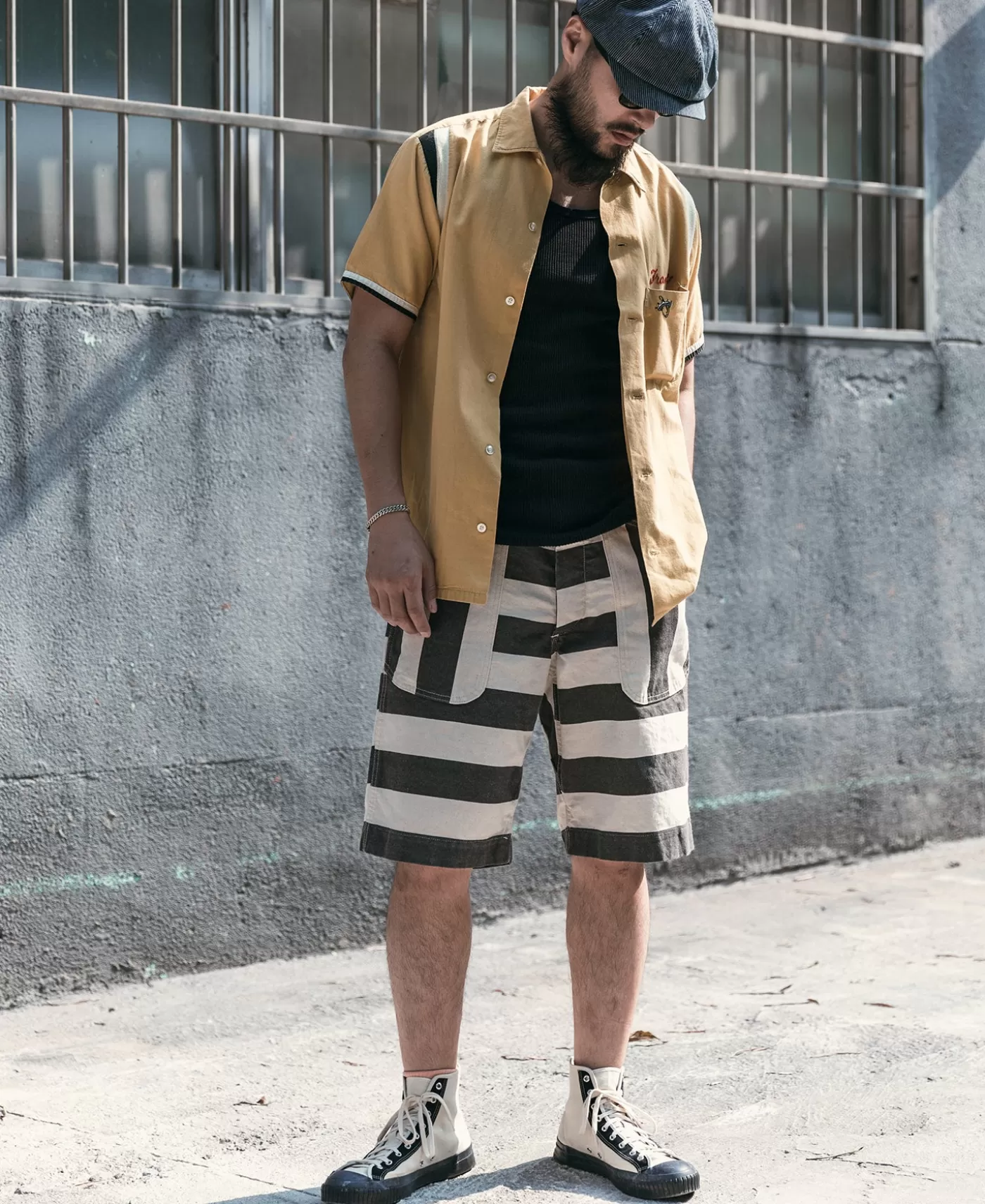 striped_denim_newsboy_cap_7.webp Outlet Denim Newsboy Cap Hats & Caps