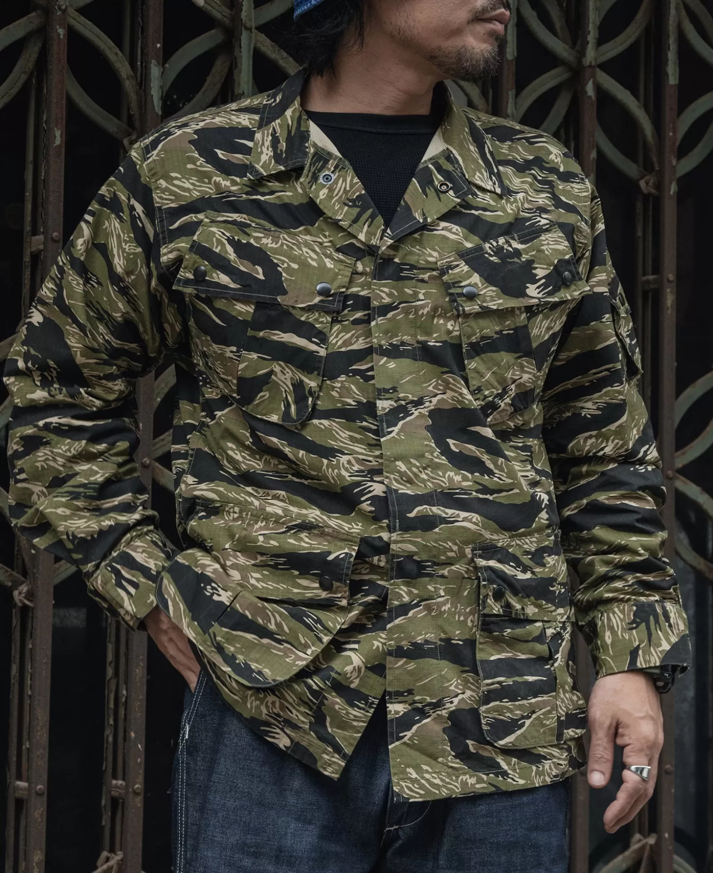 tiger_stripe_camo_tropical_jungle_fatigue_jacket_5.webp Best Sale Tropical Jungle Fatigue Jacket Jackets & Coats