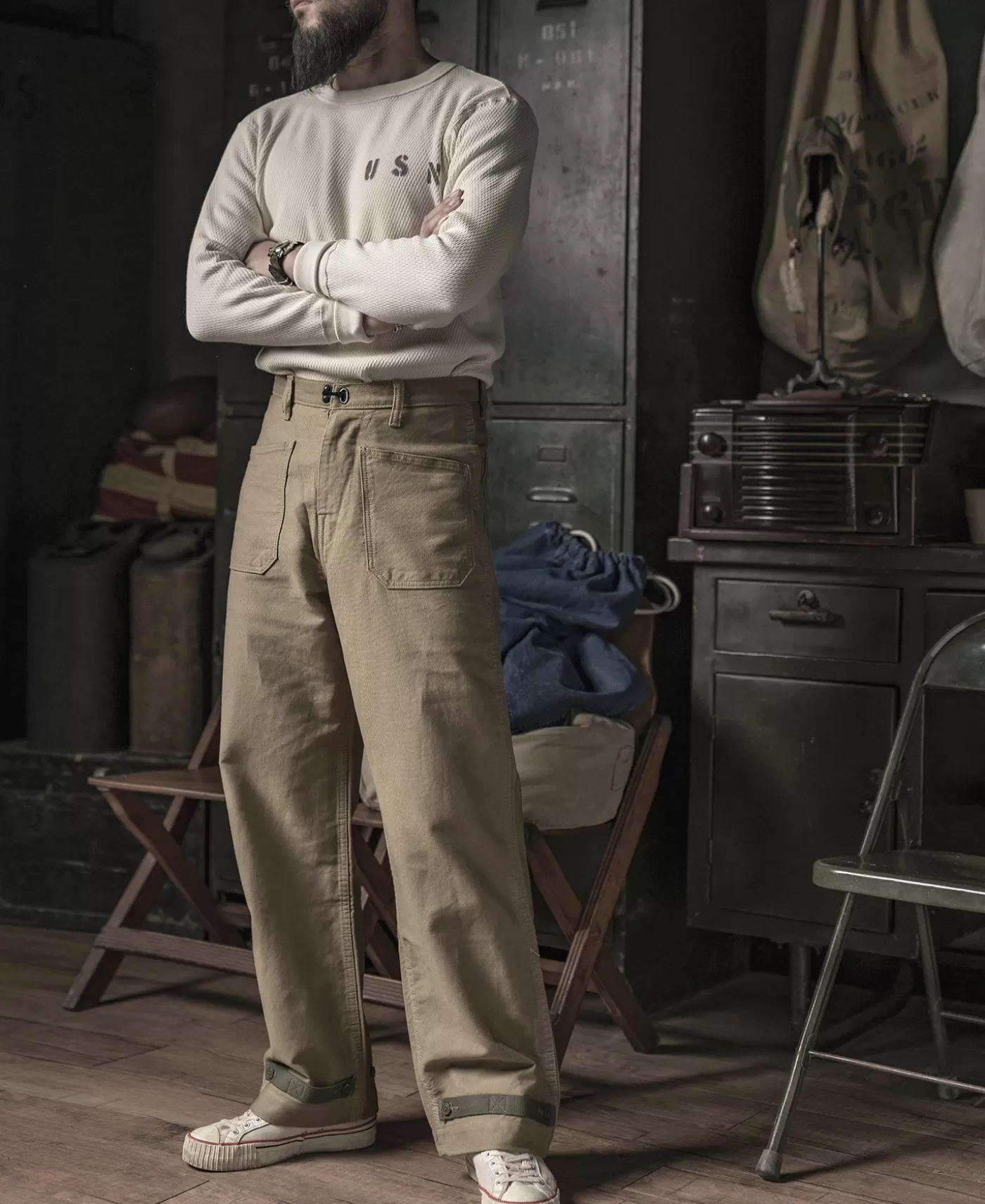 us_naval_raschel_knitting_waffle_thermal_shirt_4.webp Online US Naval Raschel Knitting Waffle Thermal Shirt Long Sleeve T-Shirts | Underwear