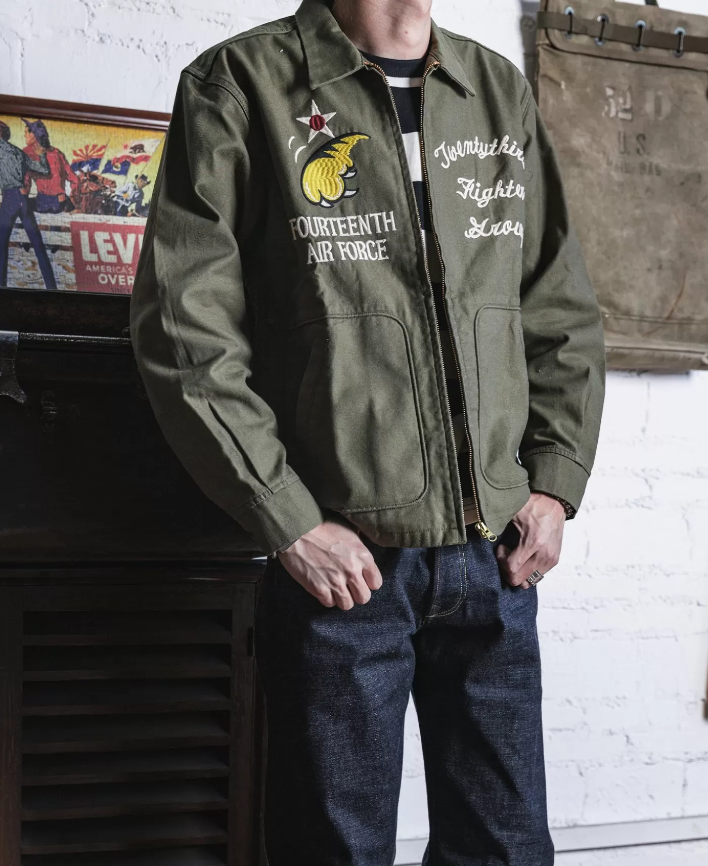 usaaf_th_air_force_flying_tigers_embroidery_jacket_2.webp Best USAAF 14th Air Force Flying Tigers Embroidery Jacket Jackets & Coats