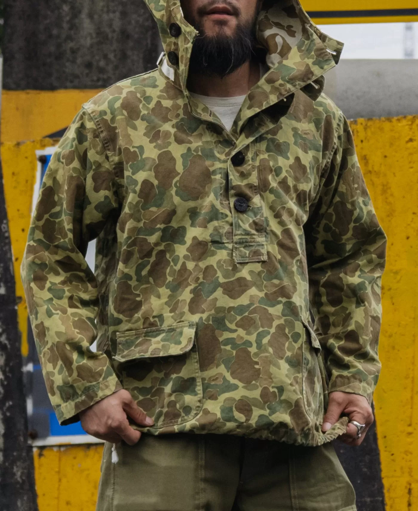 usmc_hbt_duck_camo_dungaree_gunner_smock_modified_2.webp New USMC HBT Duck Camo Dungaree Gunner Smock (Modified) Jackets & Coats