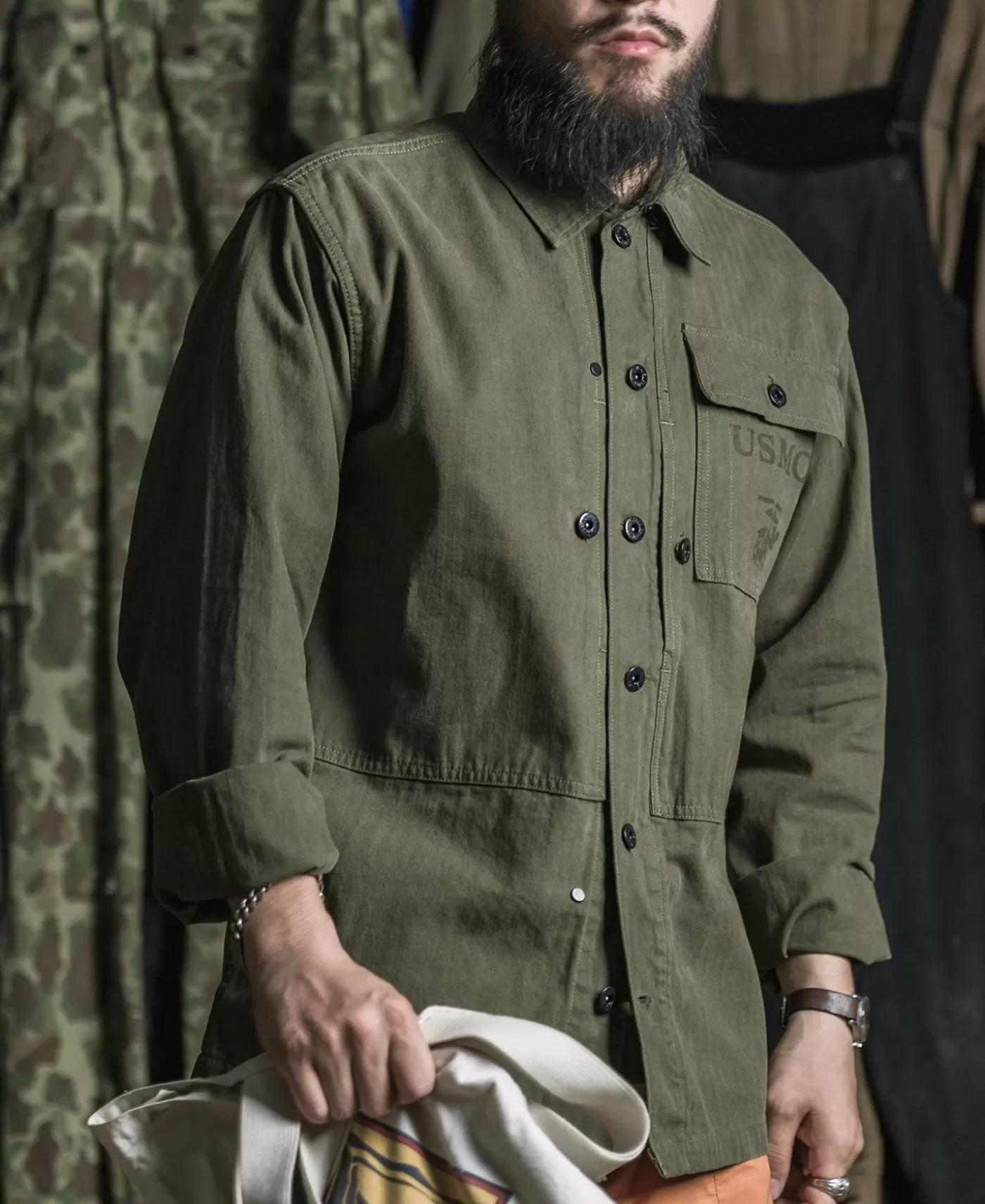 usmc_p_hbt_utility_jacket_2.webp Clearance USMC P-44 HBT Utility Jacket Jackets & Coats