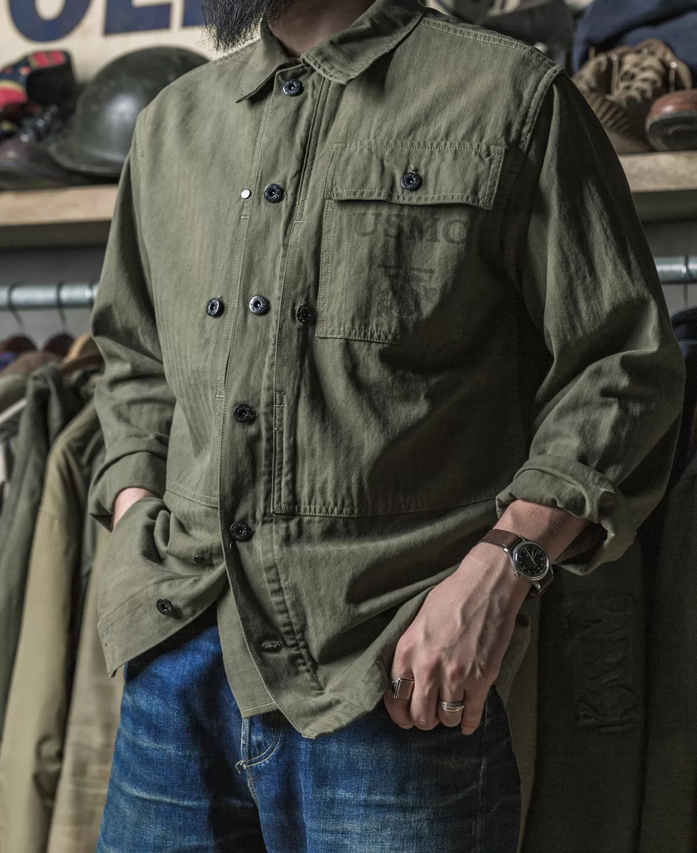 usmc_p_hbt_utility_jacket_3.webp Clearance USMC P-44 HBT Utility Jacket Jackets & Coats