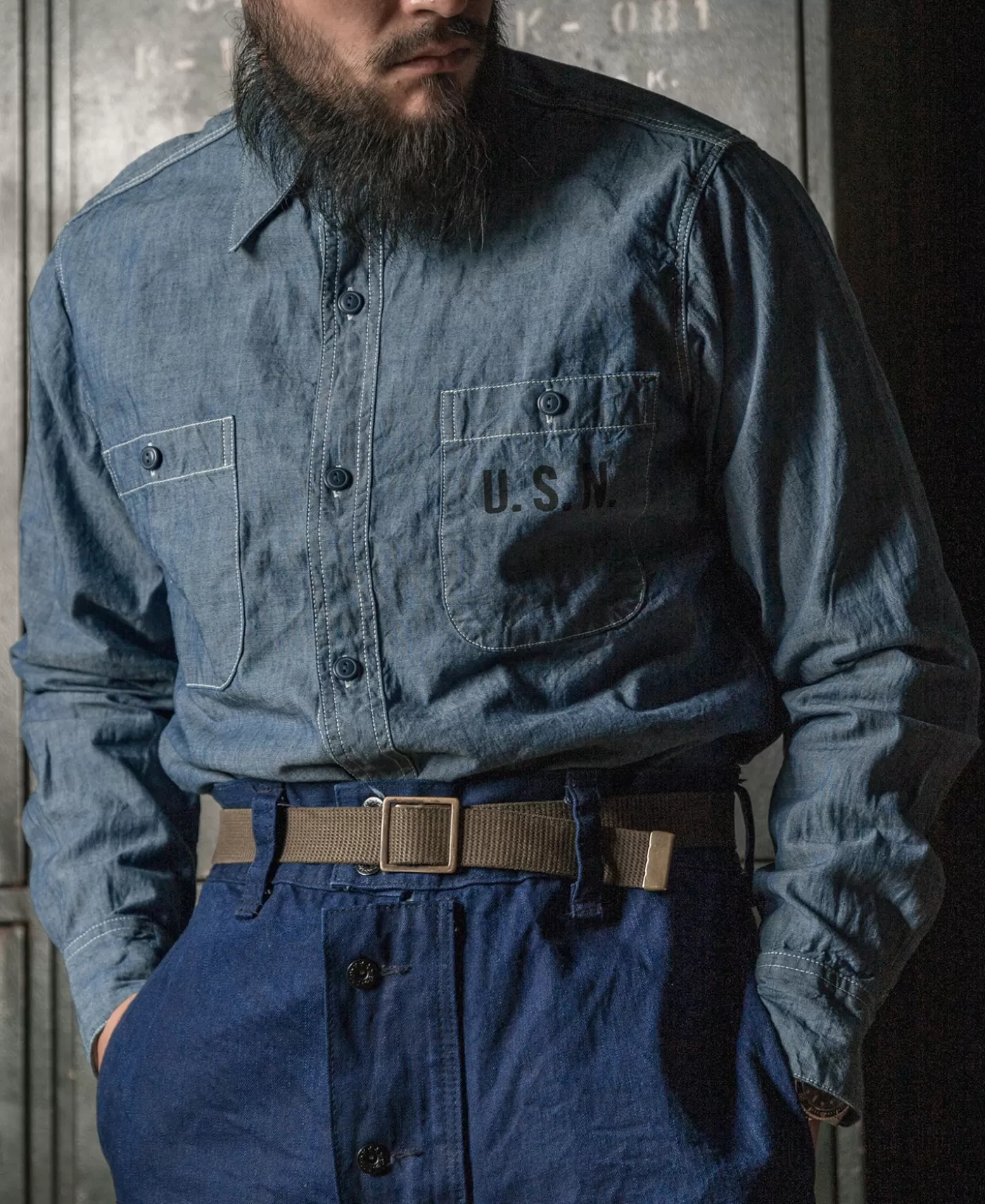 usn_chambray_shirt_2.webp Cheap U.S.N. Chambray Shirt Long Sleeve Shirts