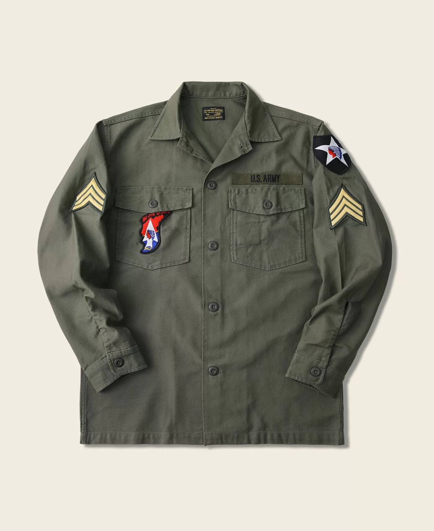 Outlet Vietnam War US Army OG-107 Fatigue Utility Shirt - Im Jin Scouts Long Sleeve Shirts