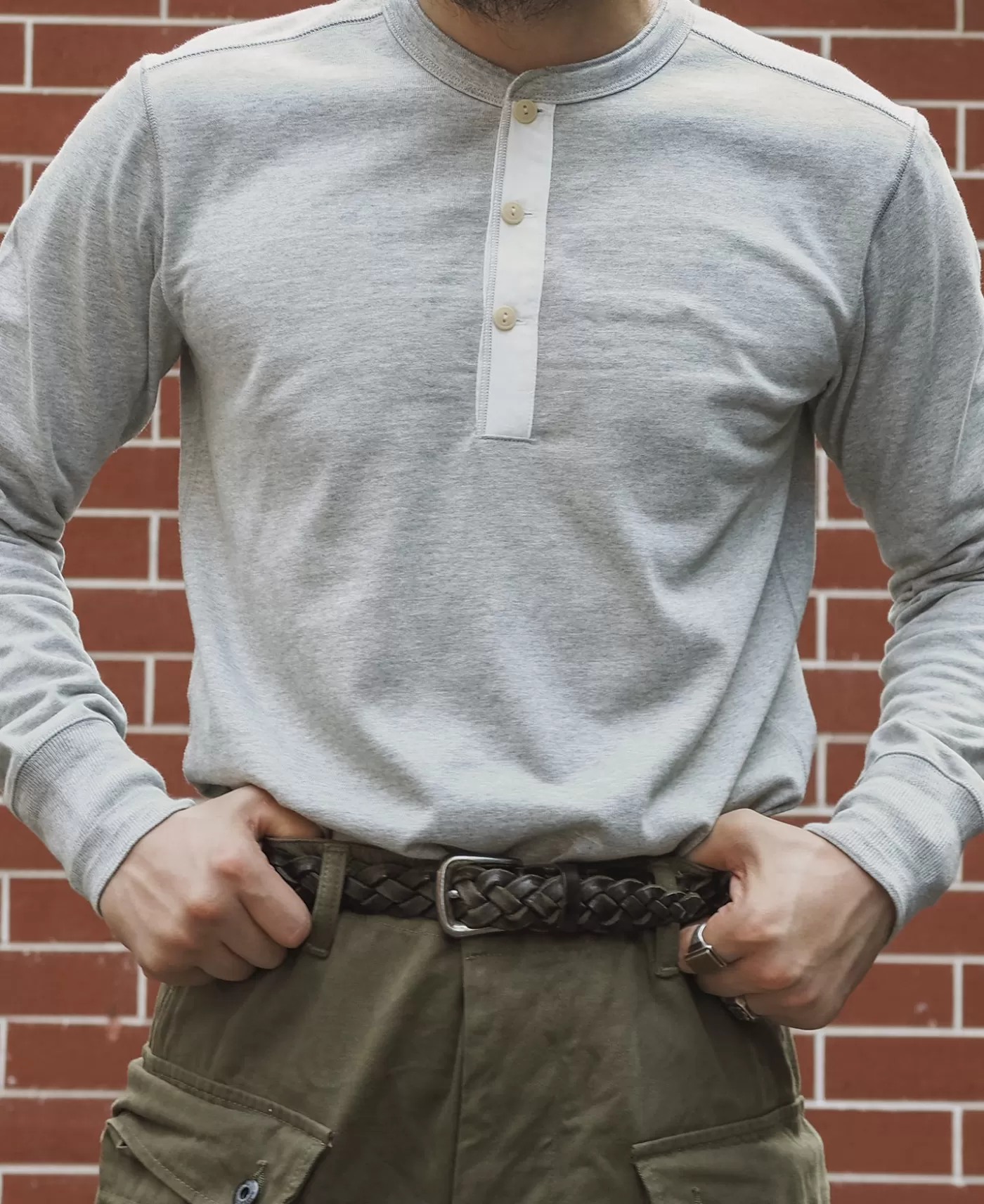 vintage_long_sleeve_henley_shirt__gray_5.webp Store Vintage Long Sleeve Henley Shirt - Long Sleeve T-Shirts | Henleys