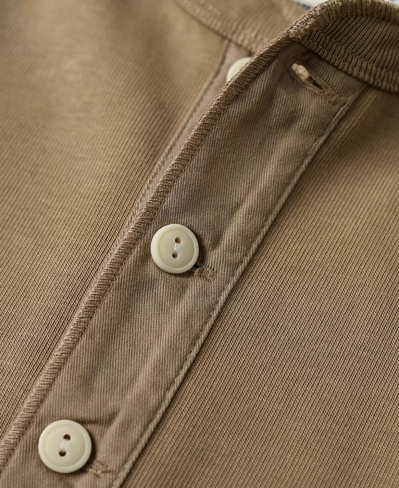 vintage_long_sleeve_henley_shirt__khaki_8.webp Best Sale Vintage Long Sleeve Henley Shirt - Long Sleeve T-Shirts | Henleys