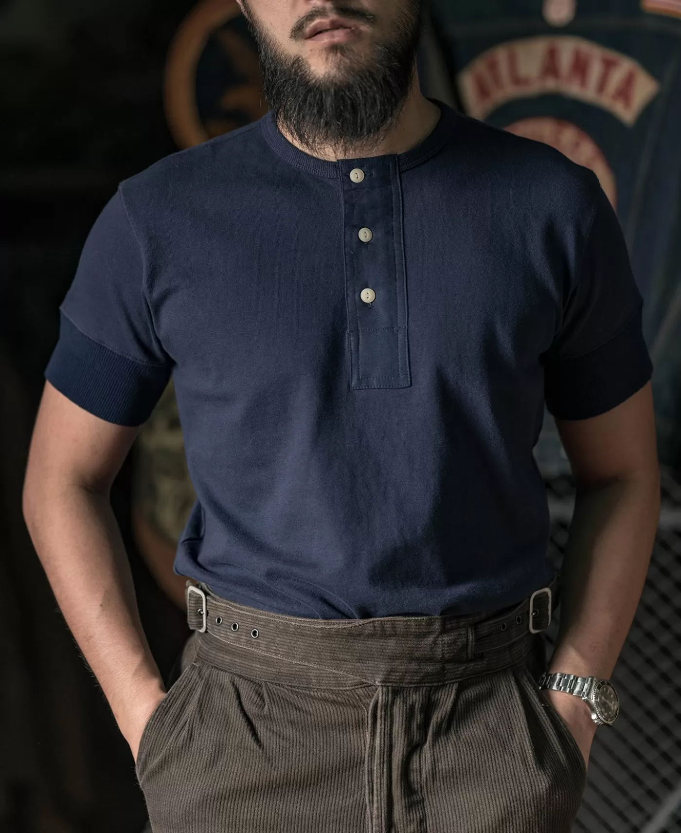 vintage_short_sleeve_henley_tshirt__navy_2.webp Shop Vintage Short Sleeve Henley T-Shirt - Short Sleeve T-Shirts | Henleys