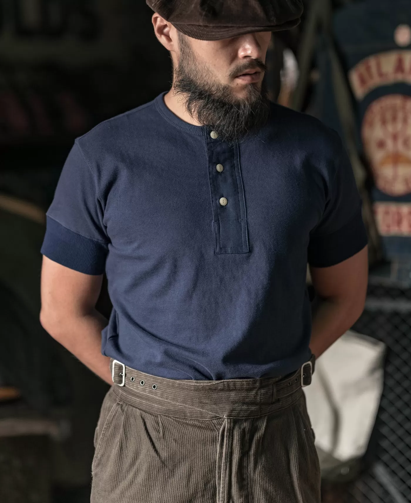 vintage_short_sleeve_henley_tshirt__navy_3.webp Shop Vintage Short Sleeve Henley T-Shirt - Short Sleeve T-Shirts | Henleys