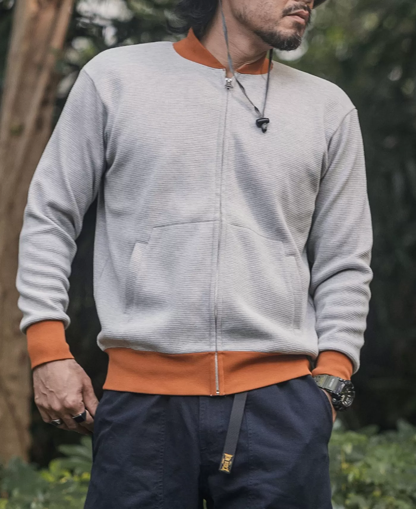 waffle_cotton_fullzip_track_jacket__gray_2.webp Hot Waffle Cotton Full-Zip Track Jacket - Jackets & Coats