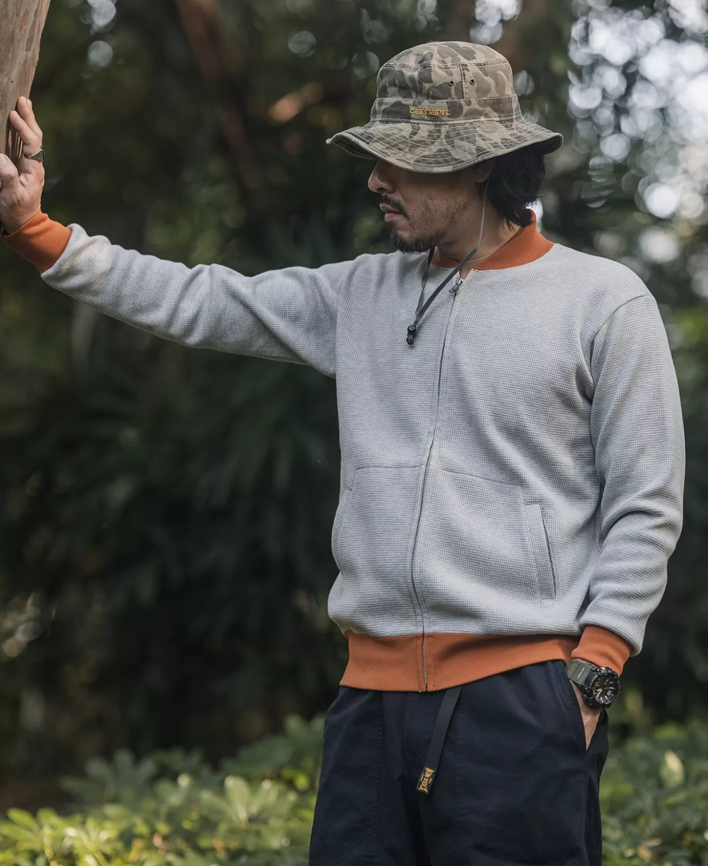 waffle_cotton_fullzip_track_jacket__gray_3.webp Hot Waffle Cotton Full-Zip Track Jacket - Jackets & Coats