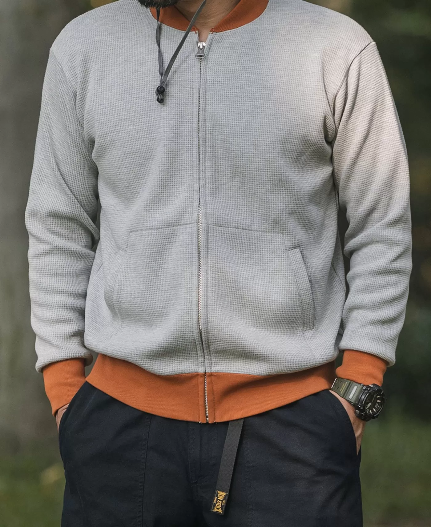 waffle_cotton_fullzip_track_jacket__gray_5.webp Hot Waffle Cotton Full-Zip Track Jacket - Jackets & Coats